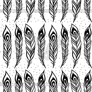 Vintage Feathers. Seamless background - vector image