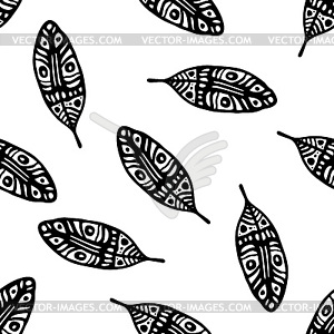 Vintage Feathers. Seamless background - vector clip art