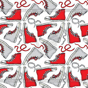 Sneakers. Seamless background - vector image