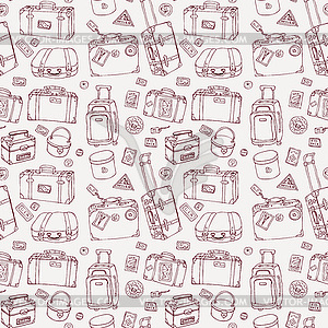 Suitcases. Seamless background - vector image