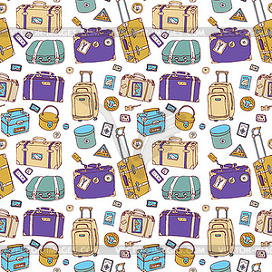 Suitcases. Seamless background - vector image
