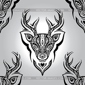 Deer head. Seamless pattern - vector image