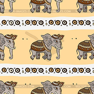 Слоны. Этническая бесшовного фона - изображение в векторе / векторный клипарт