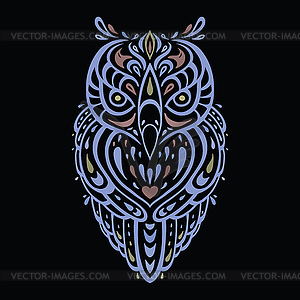 Decorative Owl. Ethnic pattern - vector clip art