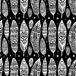 Vintage Feathers. Seamless background - vector clipart