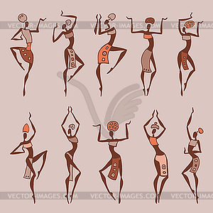 Dancing woman in ethnic style - vector clipart