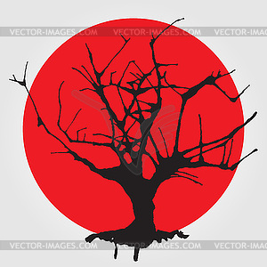 Old tree in Chinese style - vector image