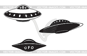 Set of flying saucers - vector clipart
