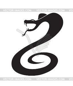 Silhouette of snake in attack position - vector clipart