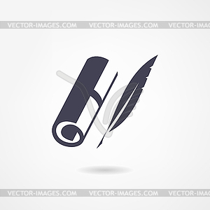 Blank scroll and quill pen - vector image