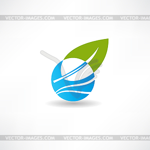 Экологической концепции листьев и значок вода - клипарт в векторном виде