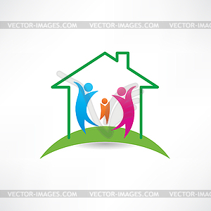 Happiness in house icon - vector clipart