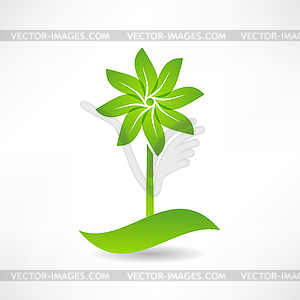 Green windmill. design element icon - vector clipart