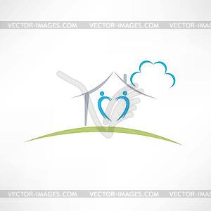 Happy home icon - vector image