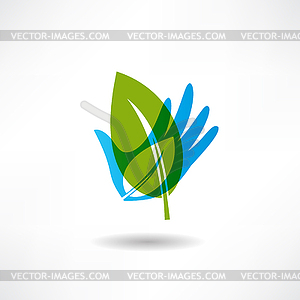 Eco hand and piece of abstraction icon - vector clipart / vector image