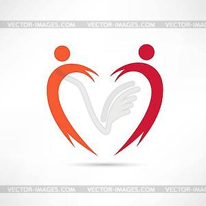 Сердце люди значок - иллюстрация в векторном формате