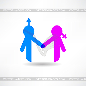 Man and woman icon - color vector clipart