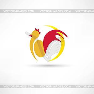 Rooster wakes up in morning icon - vector image