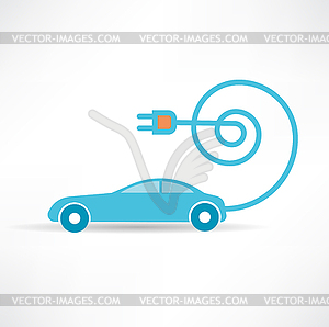 Socket and car is blue icon - vector clip art