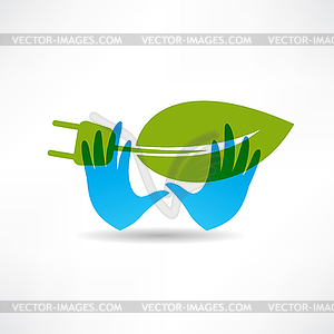 Environmental socket blue hands icon - vector clipart