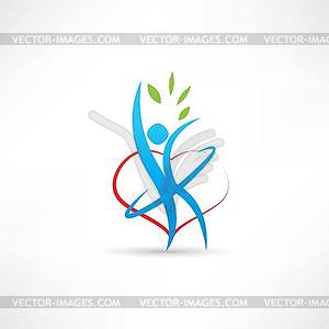 Love for gymnastics icon - color vector clipart