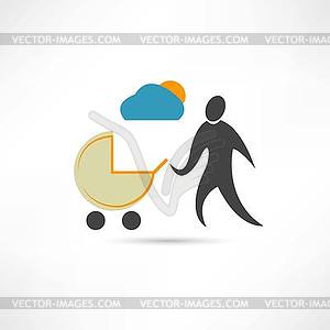 Father with sidecar in good weather icon - vector image