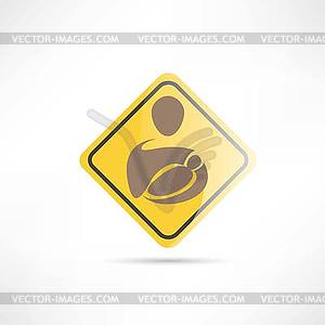 Place for mothers with children yellow sign icon - vector image