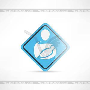 Place for mothers with children blue sign icon - vector image
