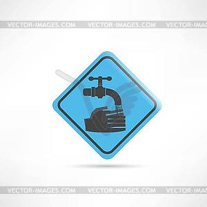 Blue sign wash your hands icon - vector clip art