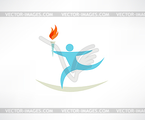 Man with torch icon - vector clip art