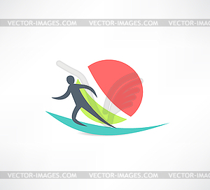 Running man athlete icon - vector image