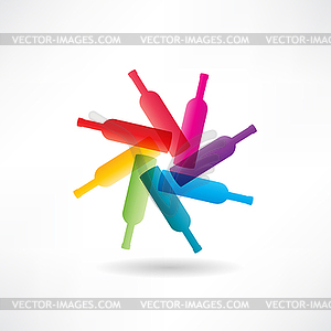 Group of abstract bottles icon - vector clipart