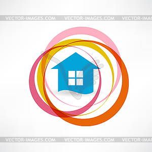 House and abstract circles icon - vector clipart