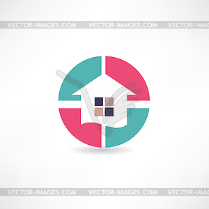 House on background circle element icon - vector image