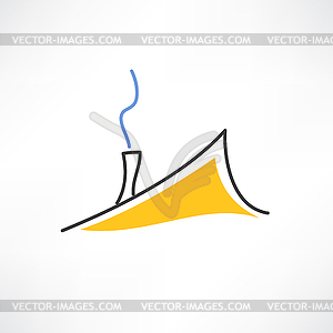 Yellow house roof icon - vector clip art