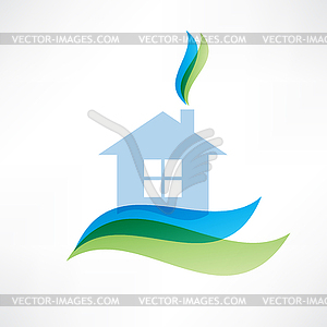 Дом воды и значок земли - рисунок в векторном формате