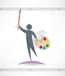 Художник со значком нефти - изображение в векторе / векторный клипарт