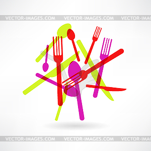 Chaotic kitchen sets icon - stock vector clipart