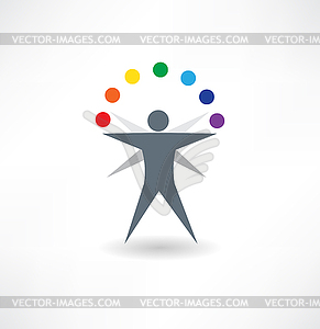 Skilled juggler abstraction icon - vector clipart