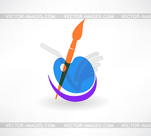 Blue abstract artist palette icon - vector image