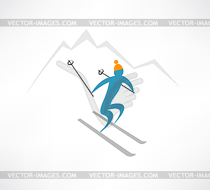 Mountain-skier icon - vector image