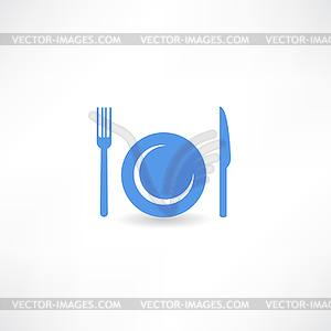Plate and kitchen items icon - vector clipart