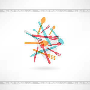 Chaotic kitchen sets abstraction icon - vector clip art