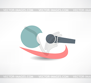 Singer with microphone in hand abstraction icon - vector clipart