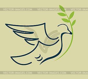 Dove and sprig icon - stock vector clipart