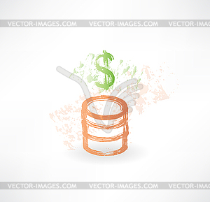 Brush money icon with dollar and coins - vector clipart