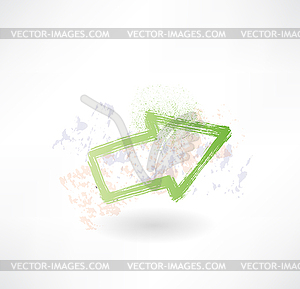 Green brush arrow icon - vector image