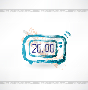 Digital clock grunge icon - vector image