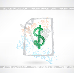 Paper dollar grunge icon - vector clipart