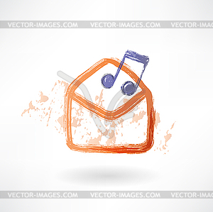 Music envelope grunge icon - vector clipart